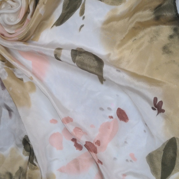 Vintage Georgiou Floral Scarf Olive Mauve Roses 30" Square Cottage Core - Picture 7 of 10